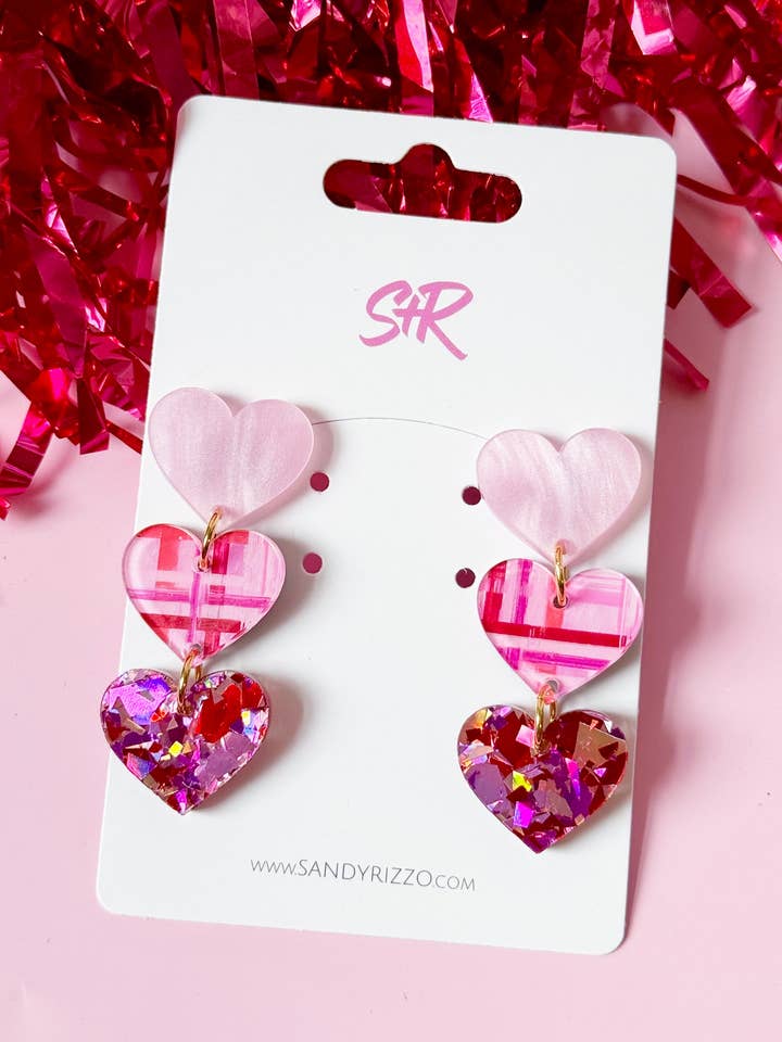 Valentine's Plaid Art Triple Heart for wholesale by Sandy + Rizzo