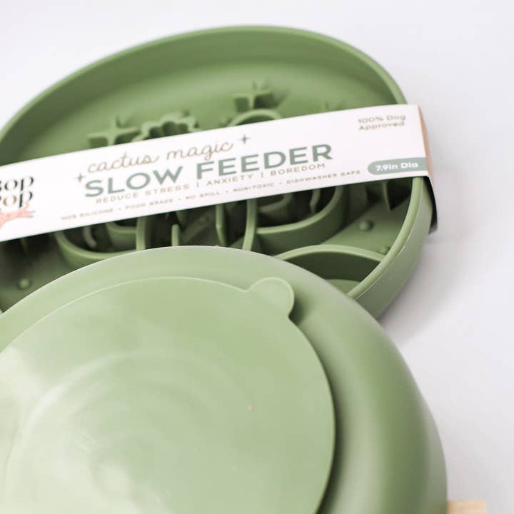 Bop Pop Pets - Wholesale Pet Bowl - Cat/Dog - Slow Feeder + Activity Bowl | Cactus Magic in Sage Green3