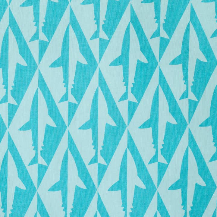 Kids (2-8) Geo Shark Short Sleeve Buttondown | Aqua for wholesale on Faire