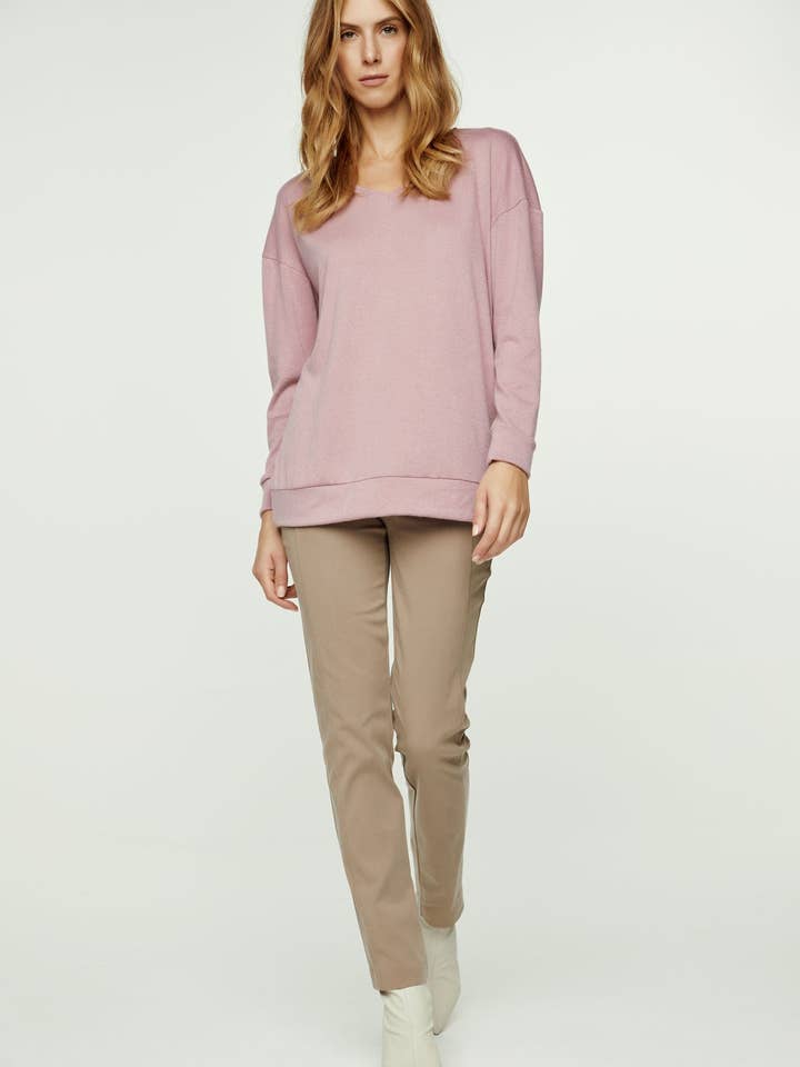 Pink V-hals Strik Top for engroshandel hos conquista
