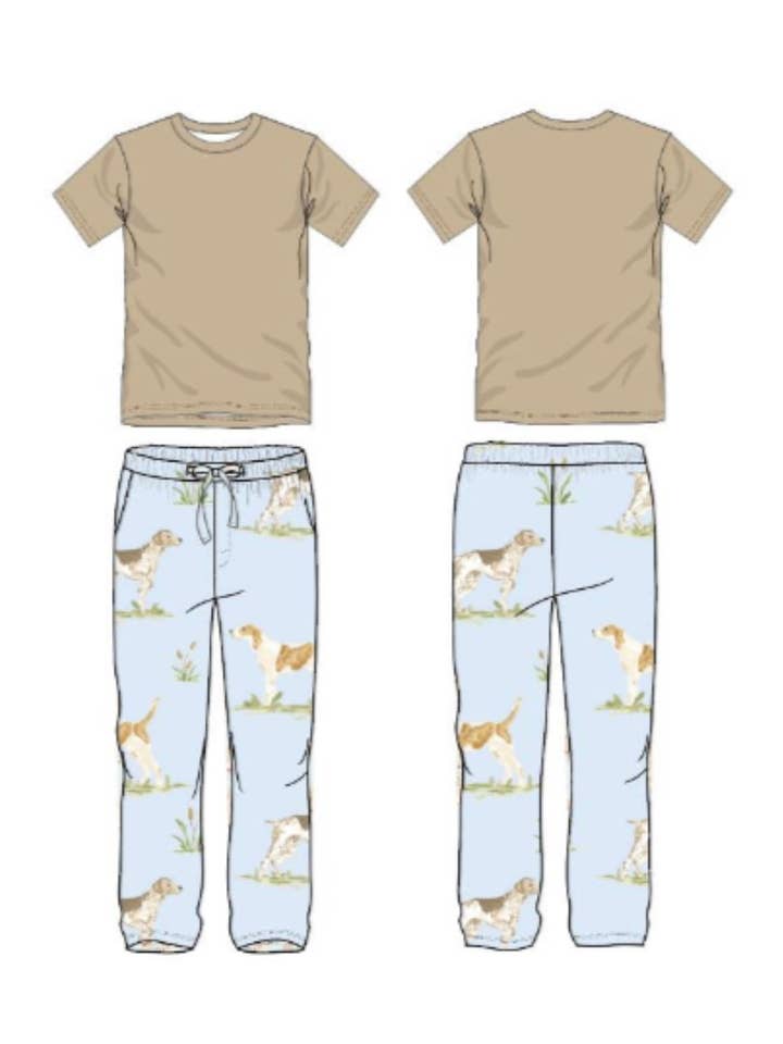 Conjunto de pijama de dos piezas Hunting Dogs para adolescentes para venta al por mayor de Sweet Bay Clothing