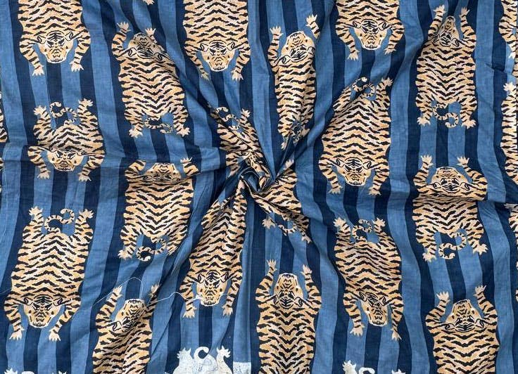 bhavnas boutique - Wholesale Fabric Paint - Tiger Printed Cotton Women Clothing Dress Fabric By The Yard0