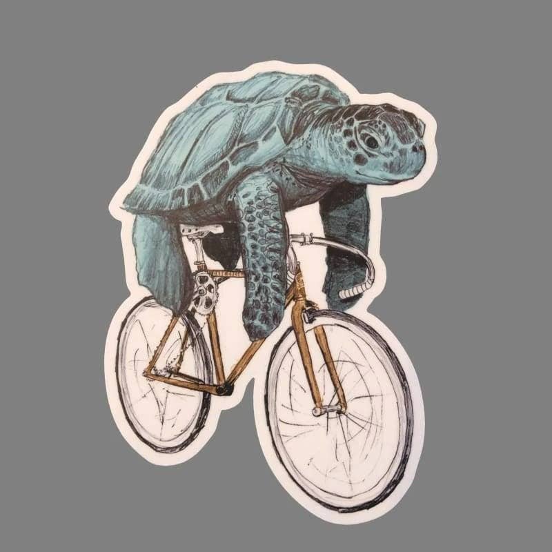 Dark Cycle Clothing - Wholesale Sticker - Sea turtle on a Bicycle Vinyl Sticker0