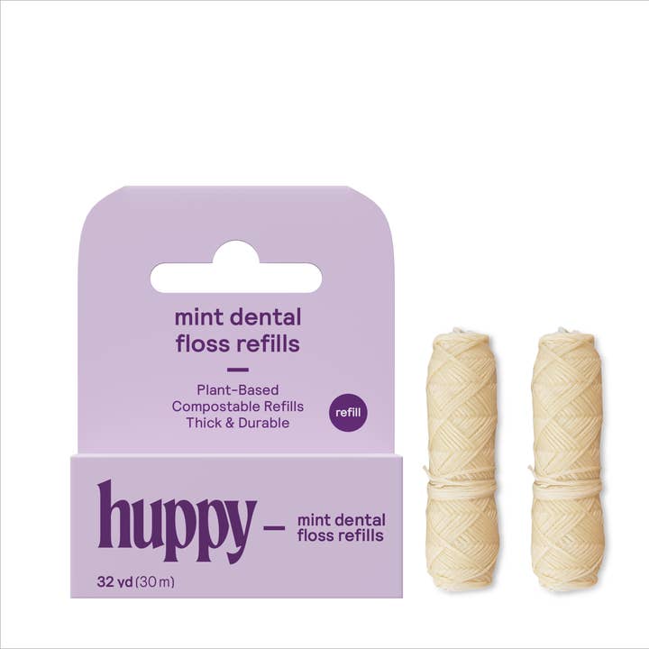 Vegan Floss Refills | Durable | Plastic-Free | Mint | 2-Pack for wholesale by Huppy
