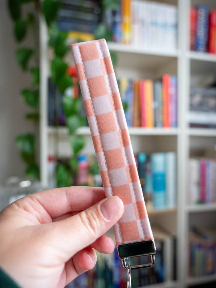 Pink Checkered Wristlet Keychain for wholesale by Created By Kelci