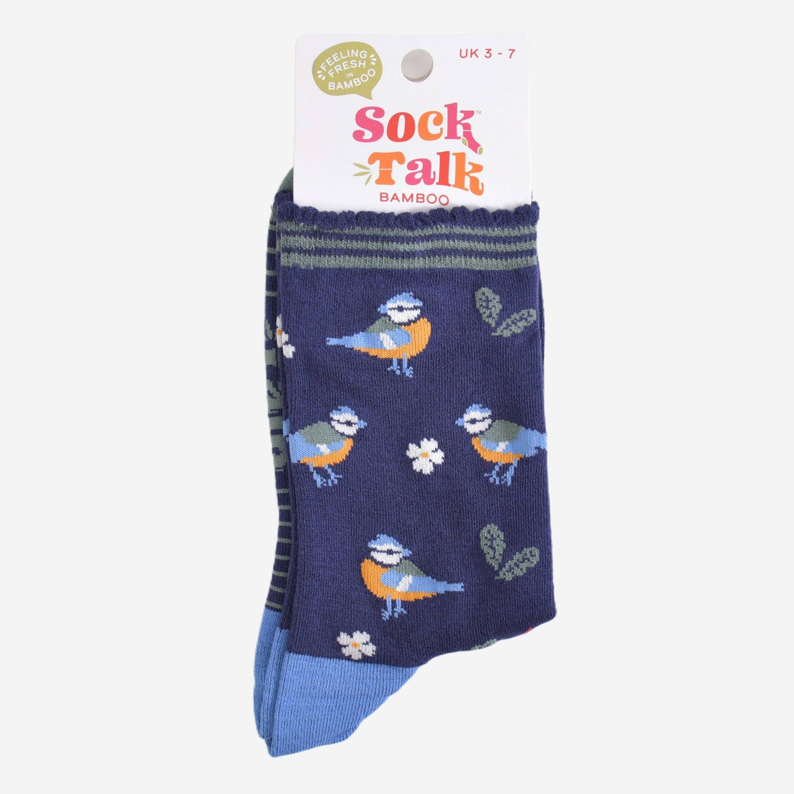 Sock Talk – wholesale Socks – Women's – Women's Bamboo Socks - Navy Blue/Green, Blue Tit Woodland4