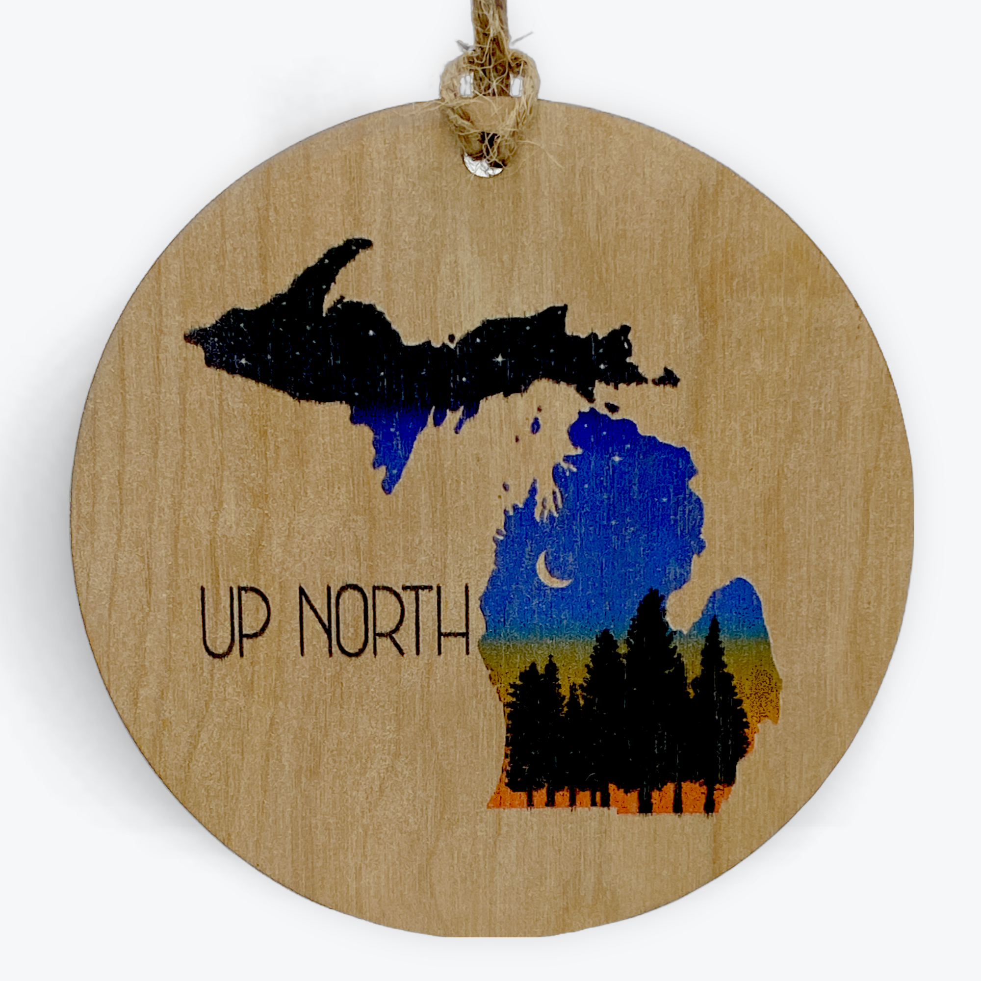 Noomoon - Wholesale Ornament - Twilight Sky and Pine Trees "Your State" Wood Ornament5
