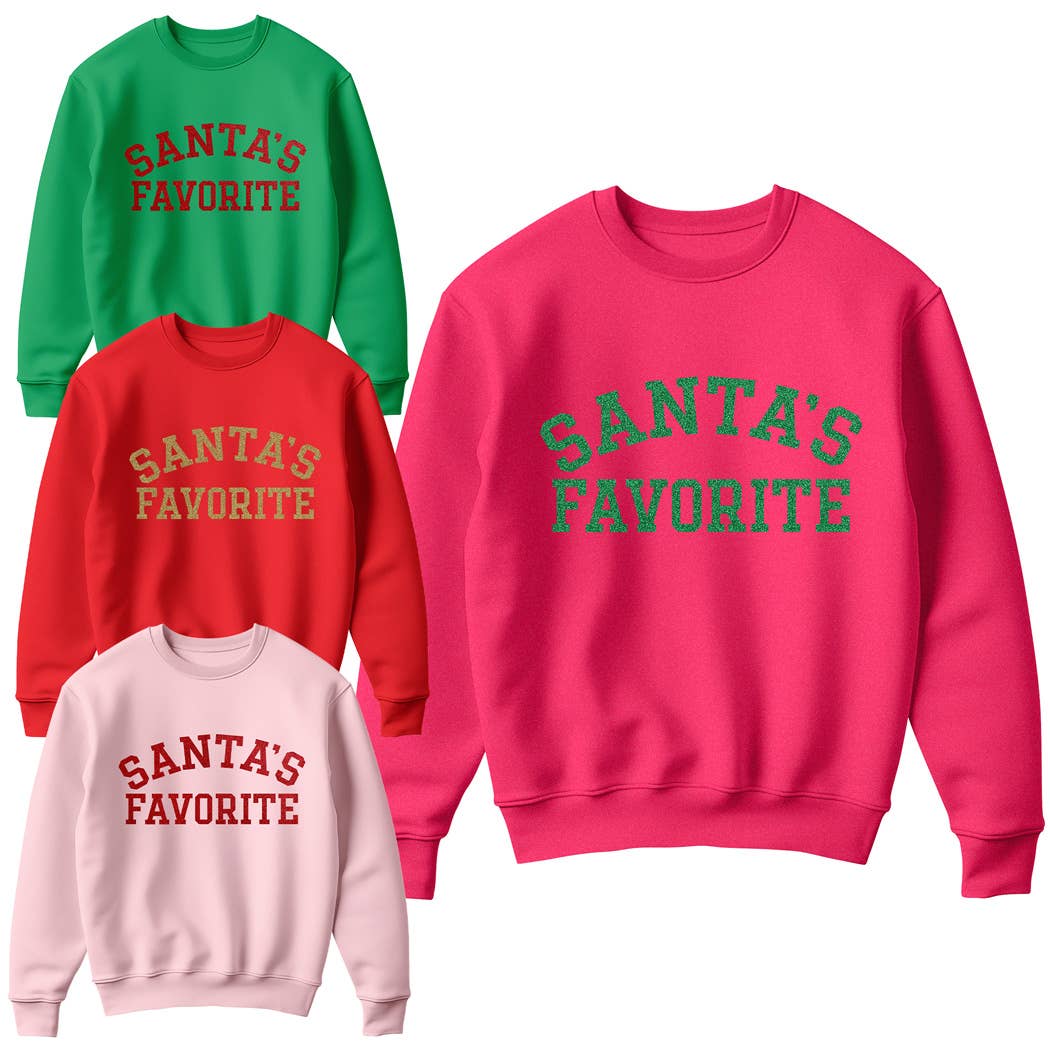 Fashion City - Wholesale Sweatshirt - Unisex - Santa's Favorite Glitter Logo Fleece Sweatshirt11
