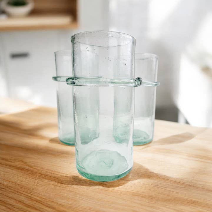 Recycled Handmade high ball glass tumbler in clear colour for wholesale by Aramica