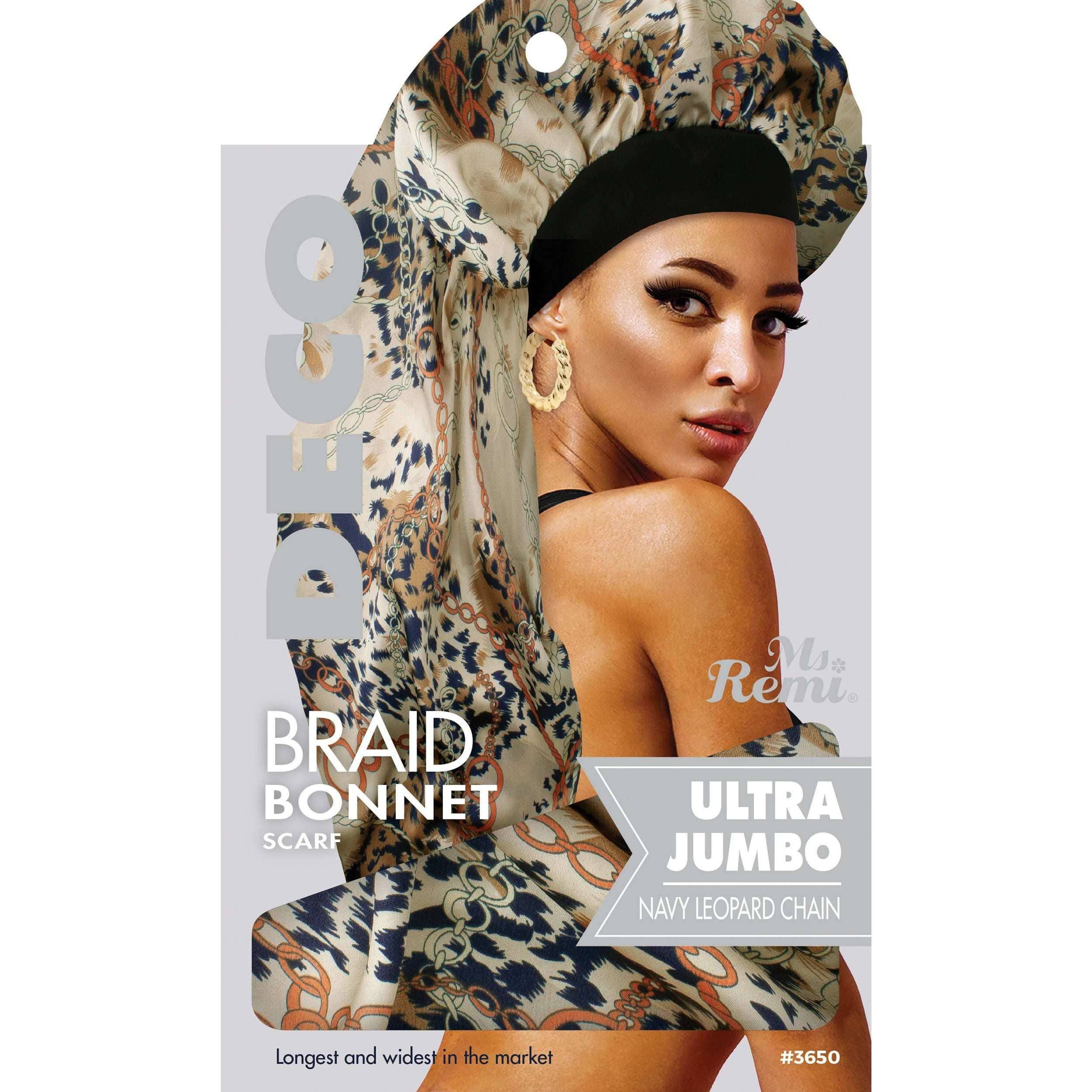 Annie International, Inc. - Wholesale Sleep Cap / Bonnet - Women's - Ms. Remi Deco Silky Wide Edge Braid Bonnet Ultra Jumbo Leopa3