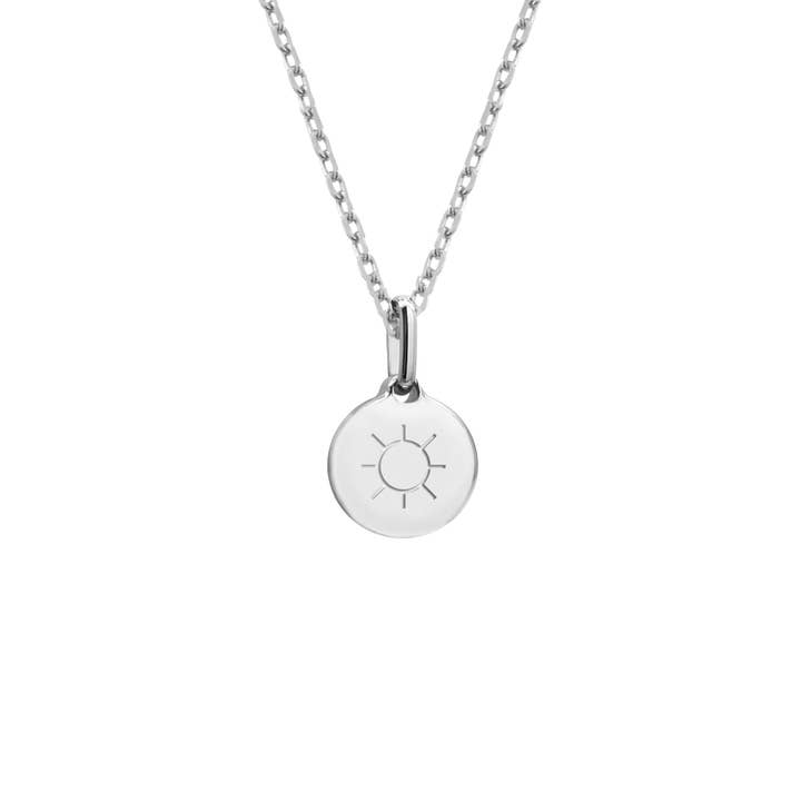 Collana Medaglia Rotonda Amazzonite Incisione Sole per la vendita all'ingrosso da parte di Petits Trésors
