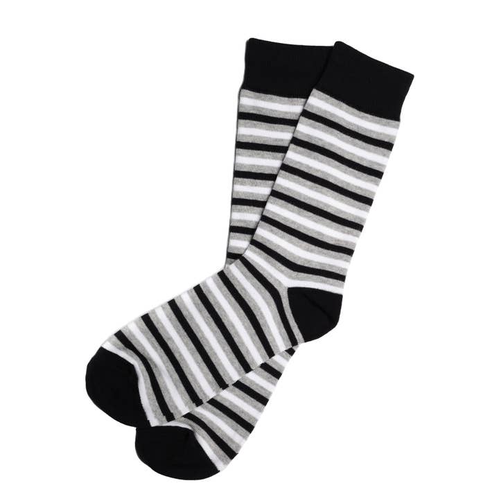 Black & Grey Striped Socks | Men's Size for wholesale by Groomsman Gear