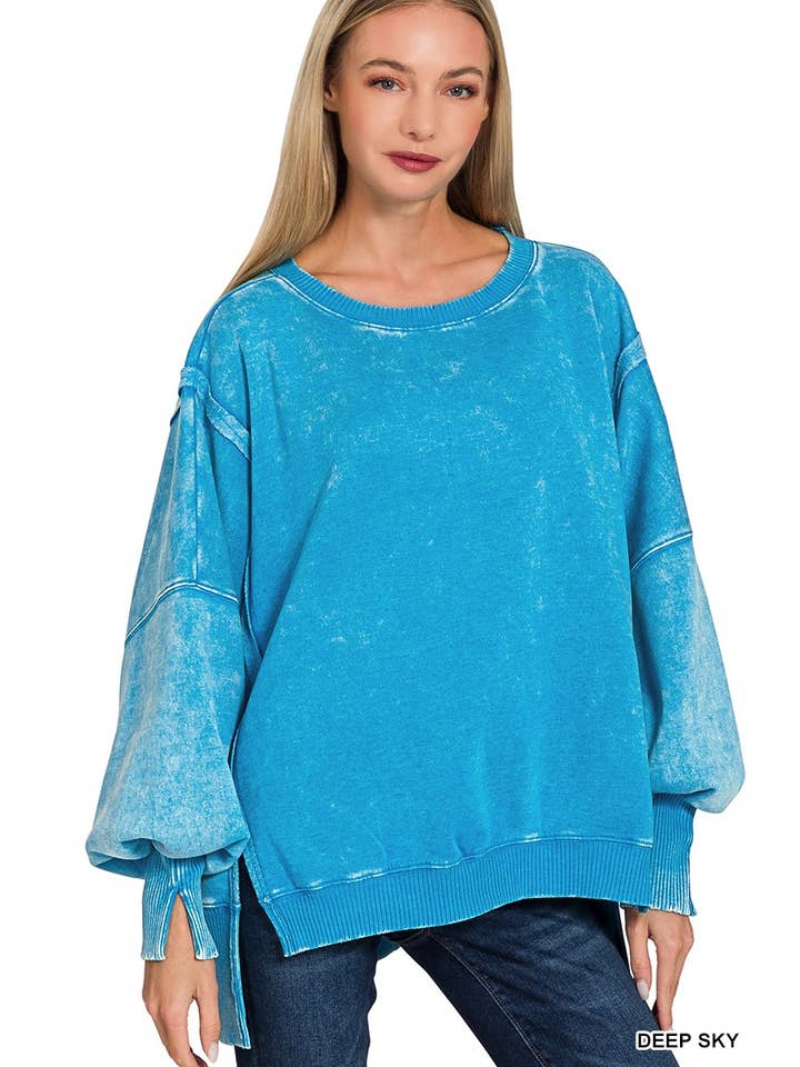 Vanilla Monkey - Wholesale Sweatshirt – Women's - Acid Washed Batwing Sleeve Fleece Sweatshirts4