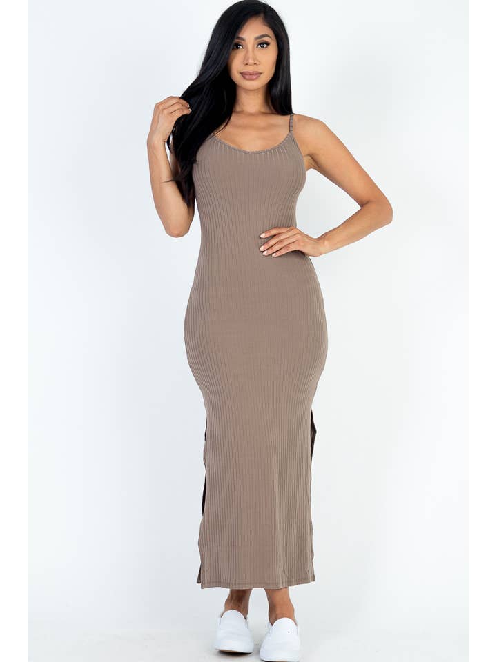 CAPELLA APPAREL - Wholesale Dress - Women's - Ribbed Side Slit Long Cami Dress29