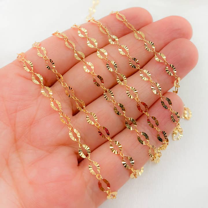 Tresor Jewelry Inc. - Wholesale Link & Chain Necklace - 1370SBSFGF. 14K Gold-Filled Diamond Cut Oval Link Chain