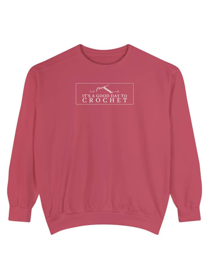 É Um Bom Dia Para Crochet | Sweatshirt Unisexo Garment-Tingido por atacado de Cactus Crochet