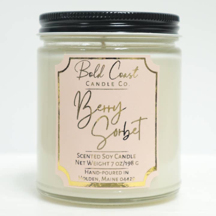 Berry Sorbet Scented 7 Ounce Premium Soy Candle for wholesale by Bold Coast Candle Co.
