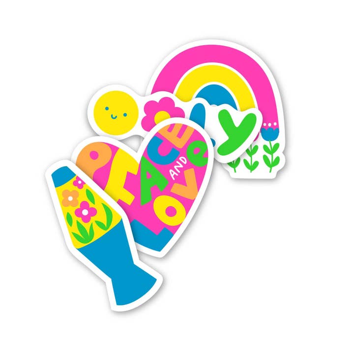 OOLY - Wholesale Sticker - Stickiville: Vinyl Stickers - Peace & Love (Set of 4)1