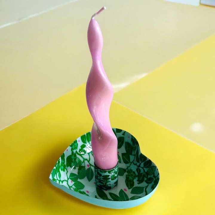 Candle Holder Heart Print green leaf for wholesale by NOÏ Hamburg