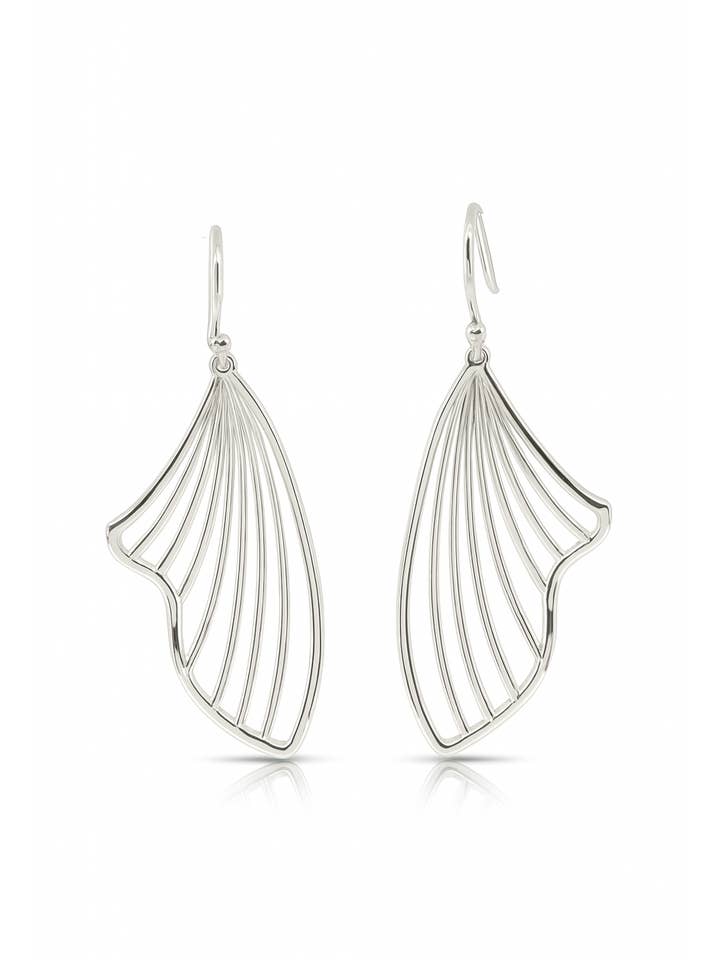 Tidal Fish Fin Sterling Silver Gold Vermeil Drop Earrings for wholesale by Janus