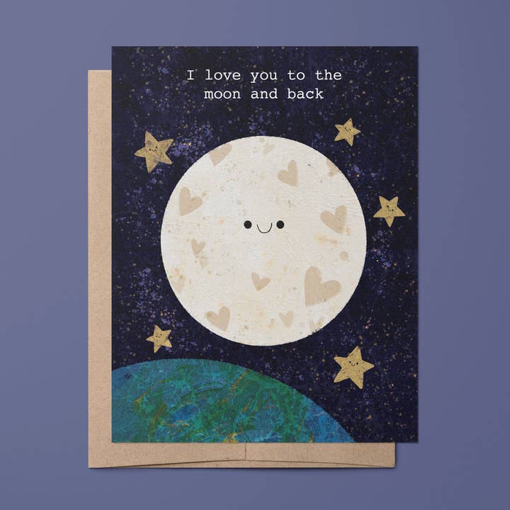 "Love you to the Moon and back" Greeting Card for wholesale by Sincerely, Rob