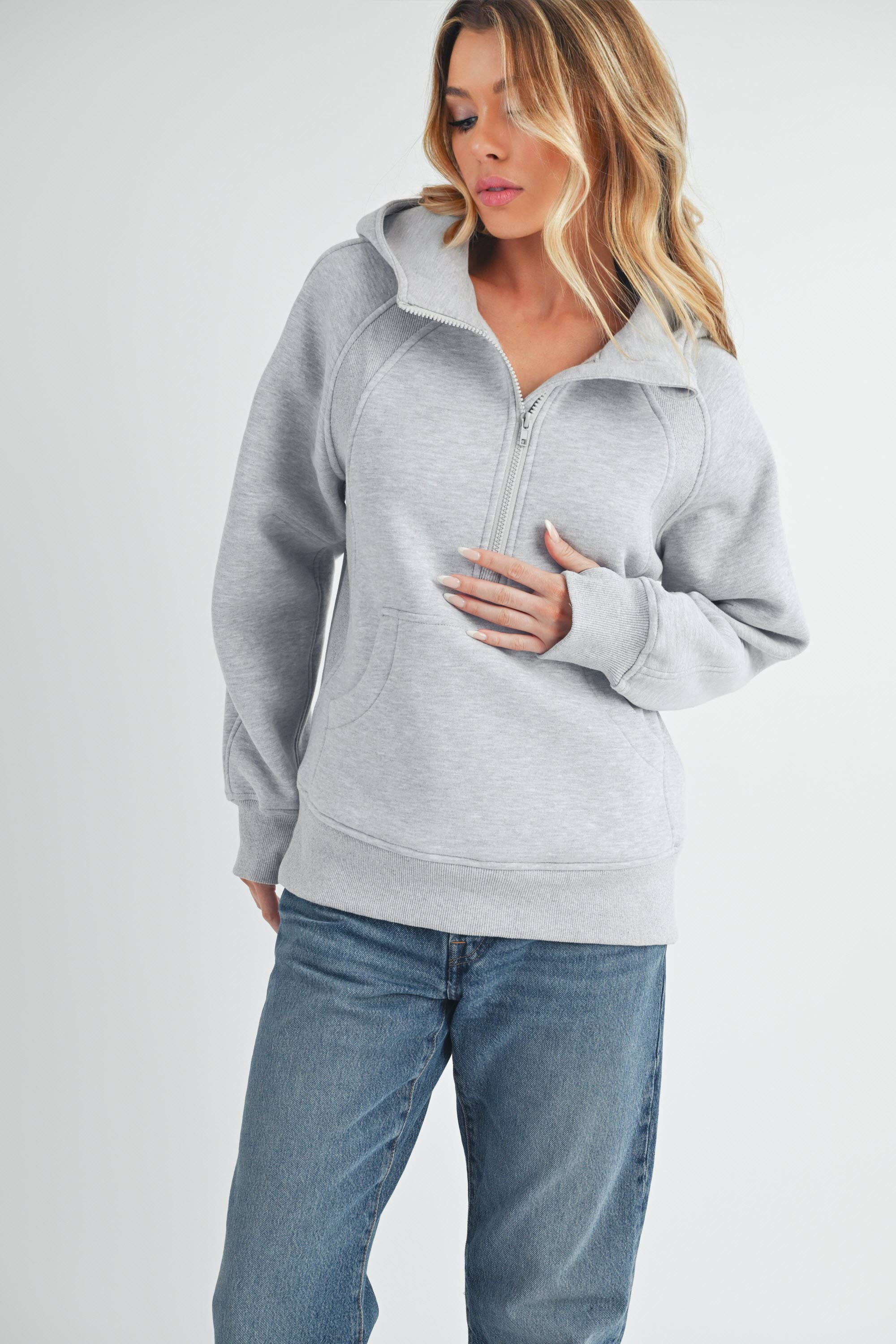 AEMI + CO - Venta al por mayor Sudadera con capucha - Mujer - Sudadera con media cremallera larga 990DK Drea52