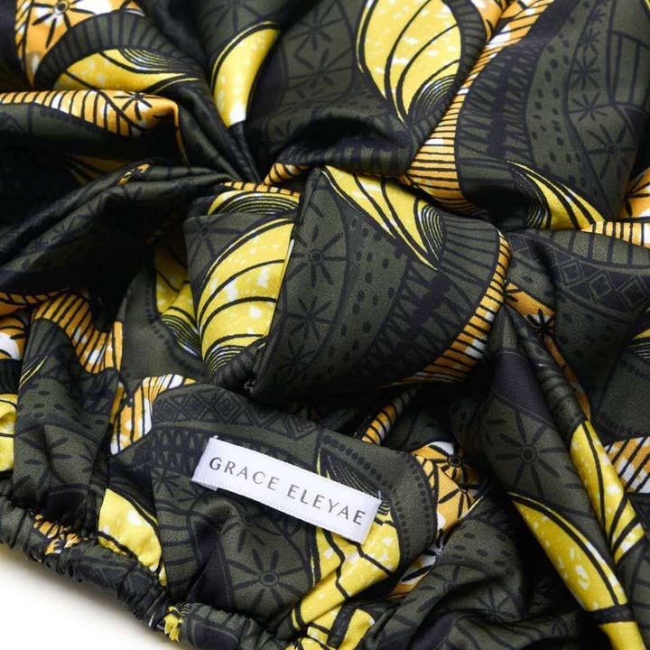 Grace Eleyae Inc. - Wholesale Turban - Women's - Satin Volume Knot Turban- Lime Abstract Leaf1