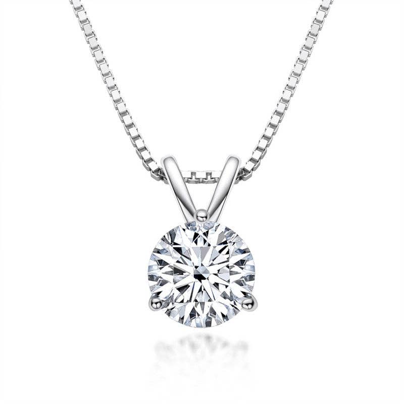 Perimade & Co. LLC - Wholesale Pendant/Charm Necklace - Solitaire Moissanite Pendant Necklace in 925 Sterling Silver1
