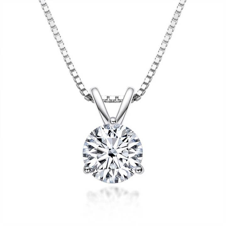 Perimade & Co. LLC - Wholesale Pendant/Charm Necklace - Solitaire Moissanite Pendant Necklace in 925 Sterling Silver1