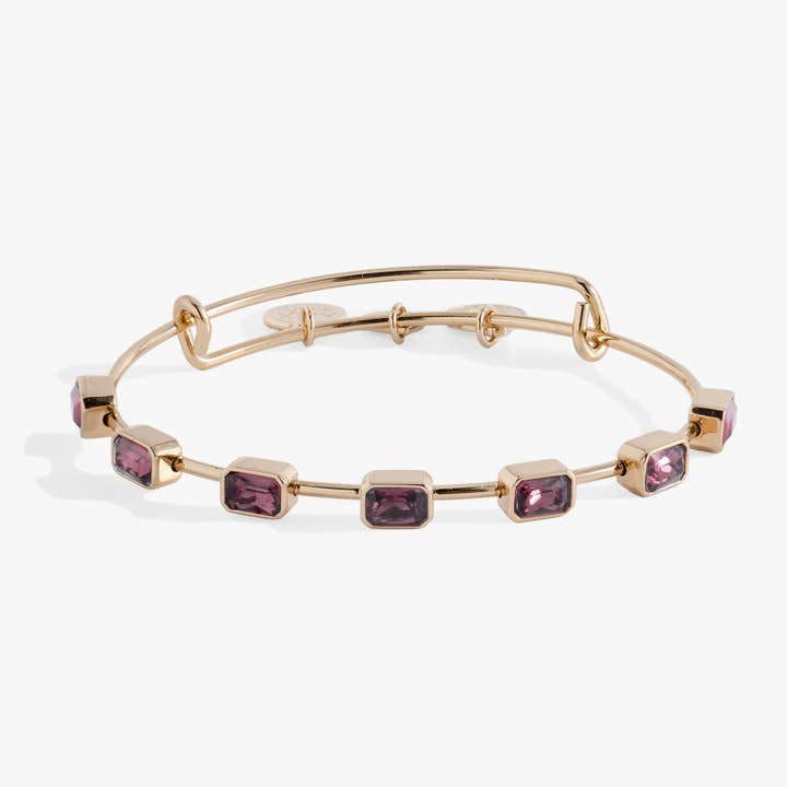 February Birthstone Emerald Cut Bangle for wholesale by Alex and Ani