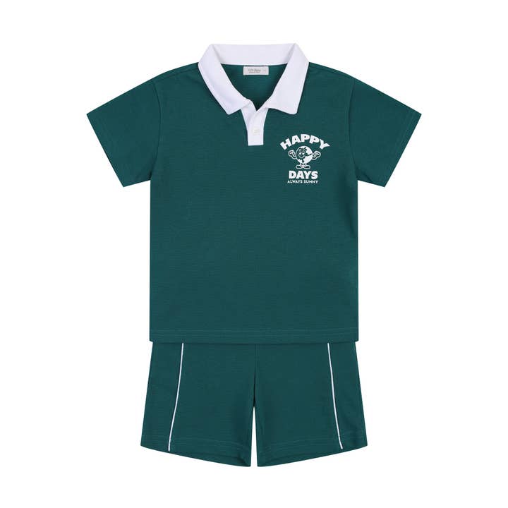 Max Piqué Polohemd & Shorts mit Seitenstreifen Set für den Großhandel von ToTo Heros