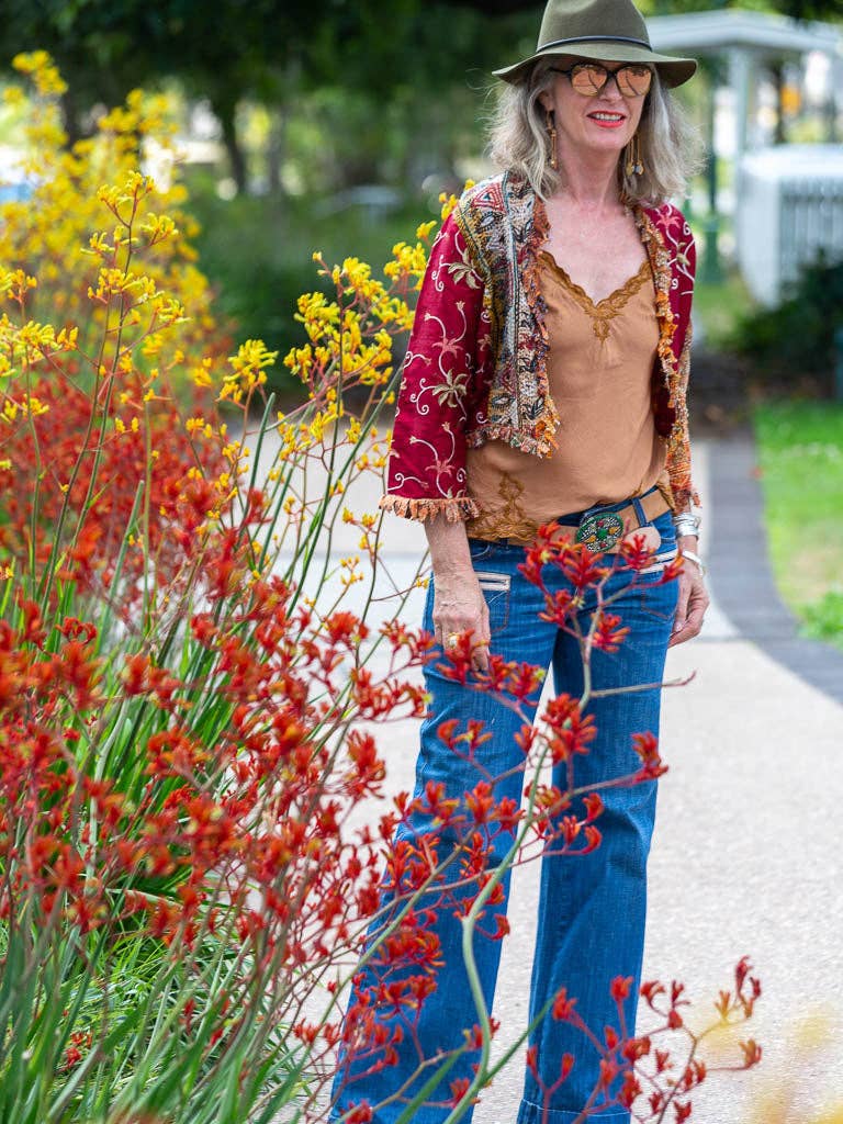 TABOO FASHION - Wholesale Camisole – Women′s - Silk Linen Cami Embroidered Gold Dust2