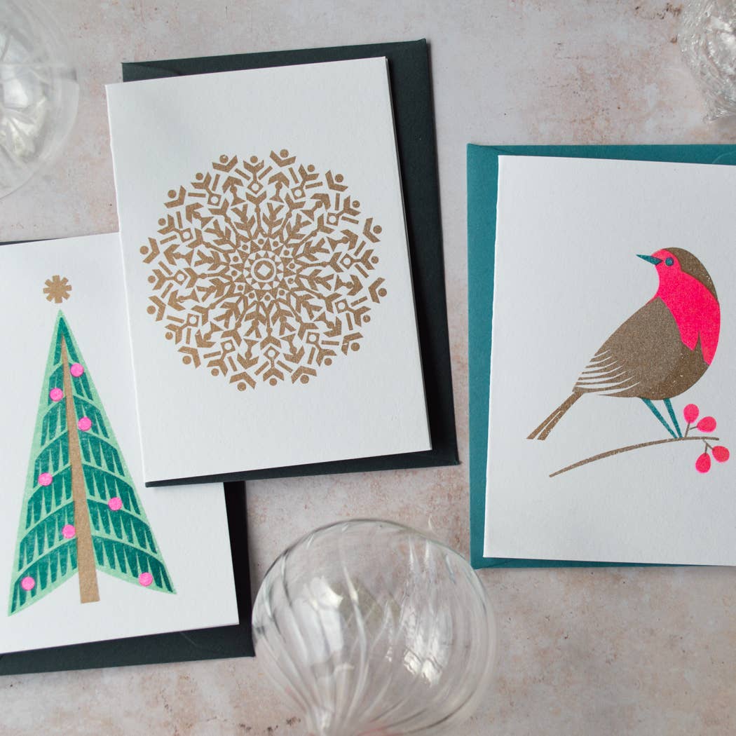 Bobbie Print - Vente Cartes de Noël - Carte de vœux mini Noël sapin rétro festif lumineux4