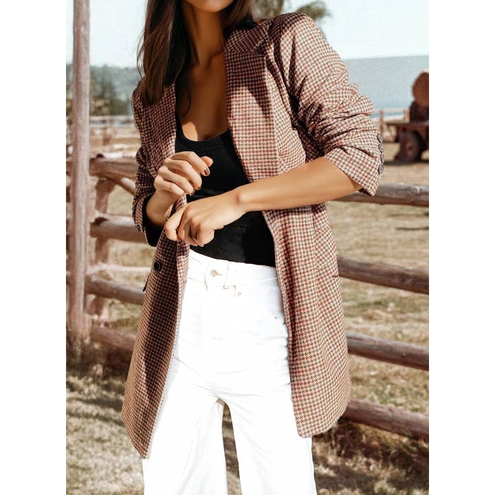Fashion-W Houndstooth Lapel Collar Blazer for wholesale by fashionworks