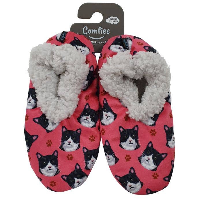 Black and White Cat Slippers for wholesale by E&S Pets