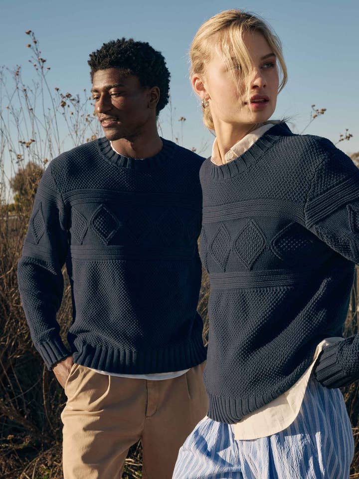 Mens Capeside Sweater - Cotton Sweater Knit - Mineral Blue for wholesale by Andie Swim