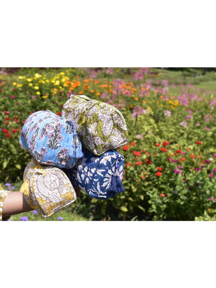 Quilted Cosmetic Pouch Set of 3 for wholesale by Pardesi New York