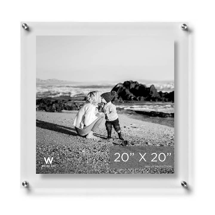 Case Pack of 4 20x20" Modern UV-Grade Acrylic Floating Wall Frames for wholesale by Wexel Art