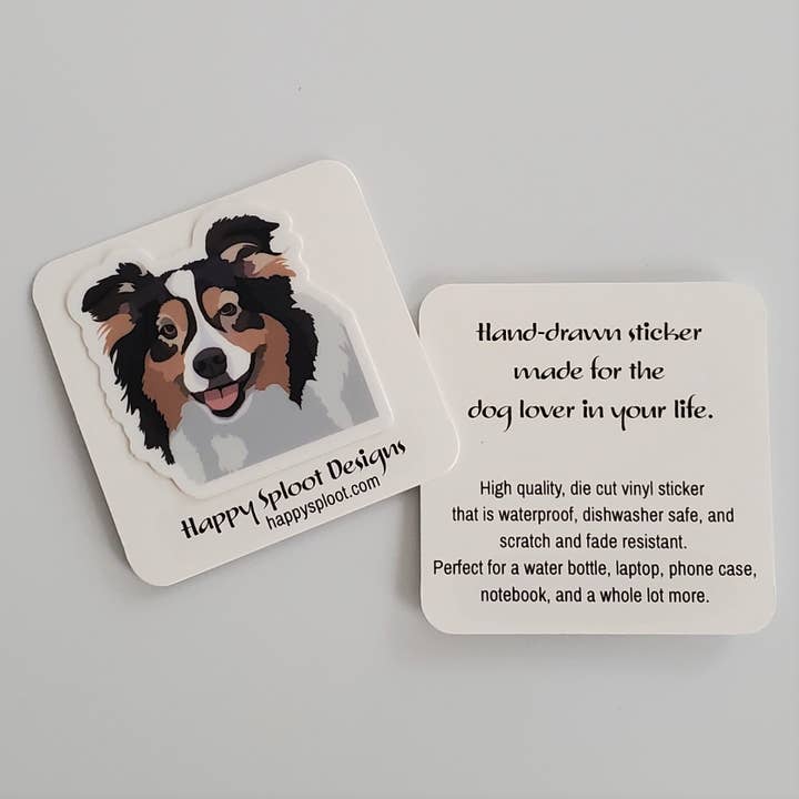 Happy Sploot Designs - Wholesale Sticker - Share Joy -- Australian Shepherd Dog Vinyl Sticker