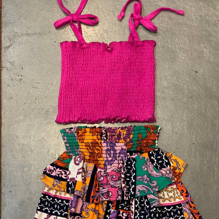 Tweenstyle - Lapptäcke Print Smocked Kjol för wholesale av Tweenstyle By Stoopher