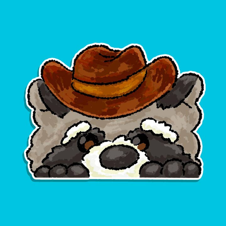 Calcomanía de parachoques de coche de vinilo con bandana de mapache vaquero para venta al por mayor de contemporarycaroline