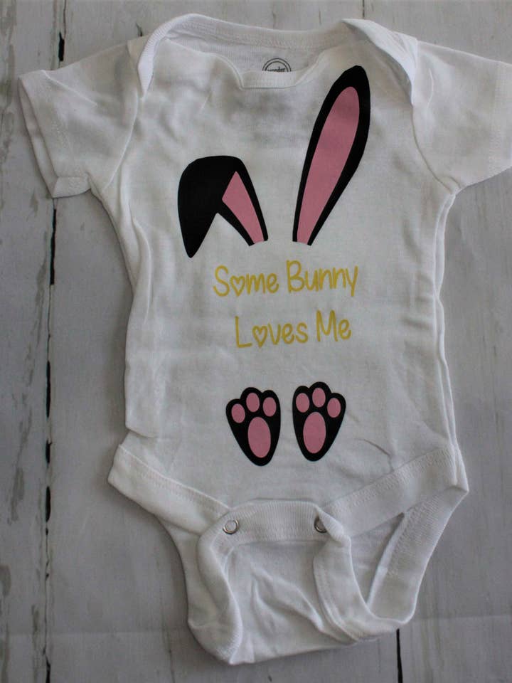 Some Bunny Loves Me Infant Bodysuit for wholesale by Creative Otters