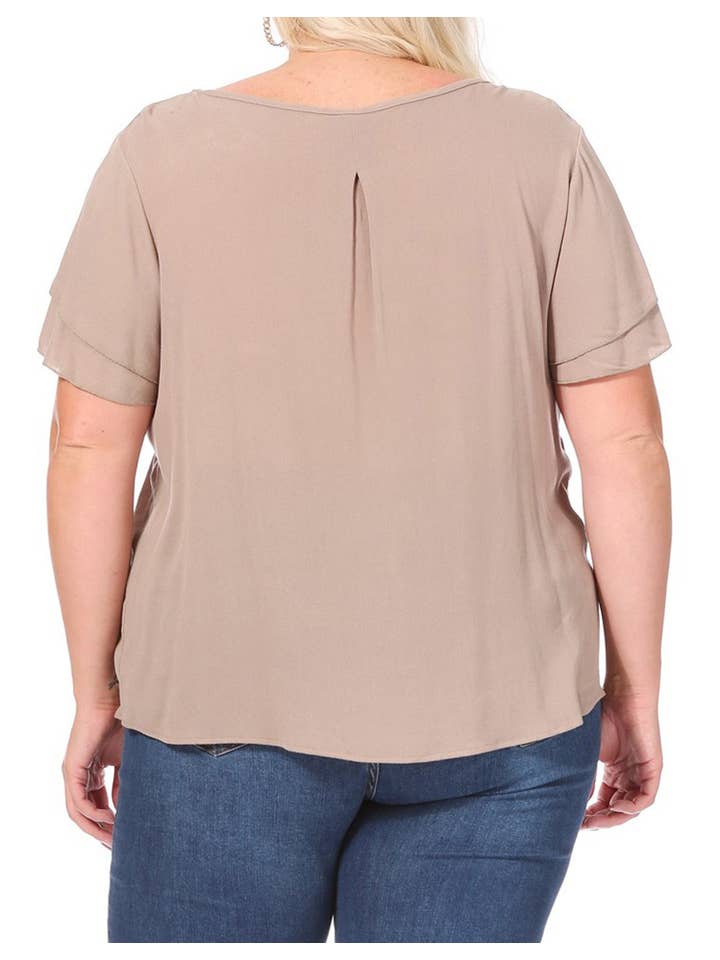 MOA COLLECTION - Wholesale Blouse - Women's - Women's Plus Size Short Sleeve Round Neck Blouse Top22