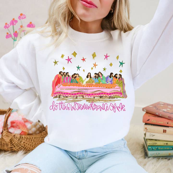 Faites ceci en mémoire de moi Sweatshirt de la Cène pour la vente par Trendy Tee Co.