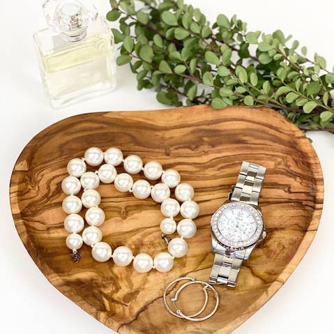 Olive Wood Heart Dish for wholesale by Natural OliveWood