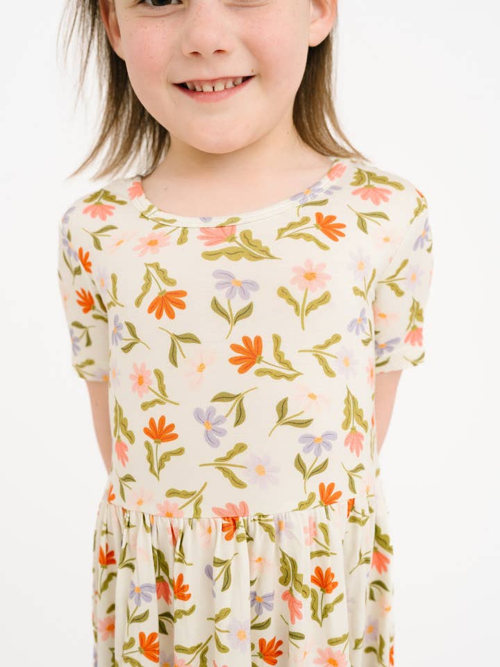 Little One Shop - Wholesale Dress - Kids - Daisy Daydream Short Sleeve Bamboo Dress3