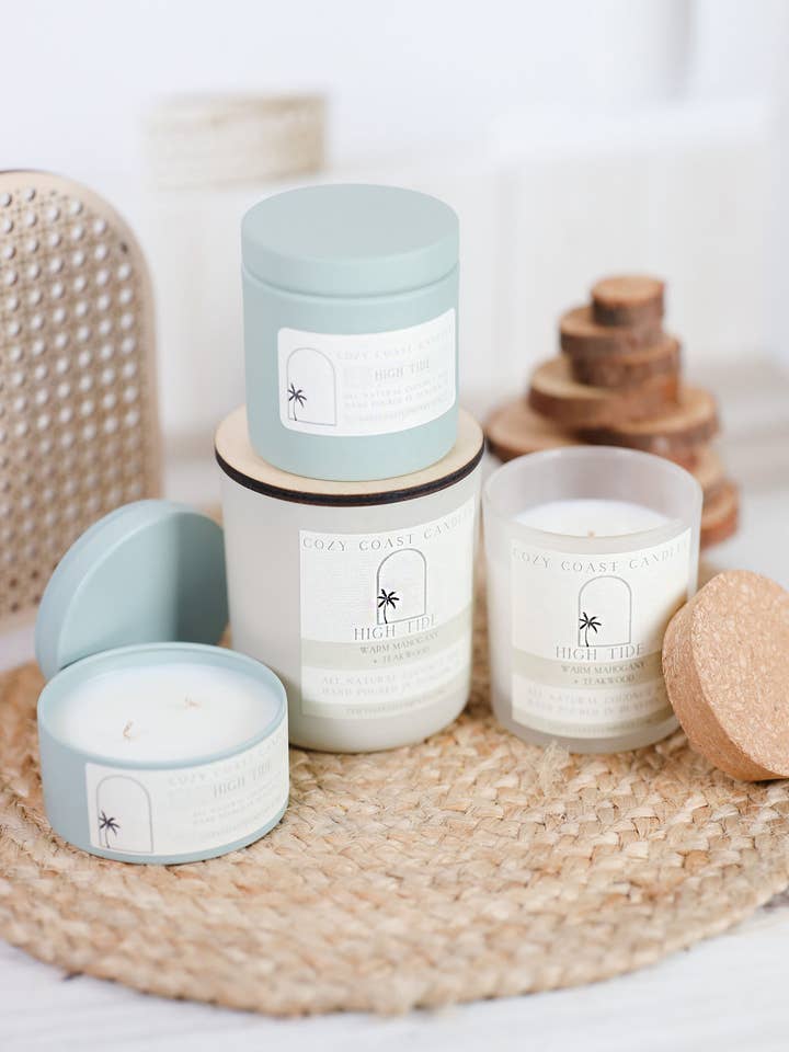 High Tide Candles & Wax Melts- CLEAN Non-Toxic for wholesale by Cozy Coast Candle Company