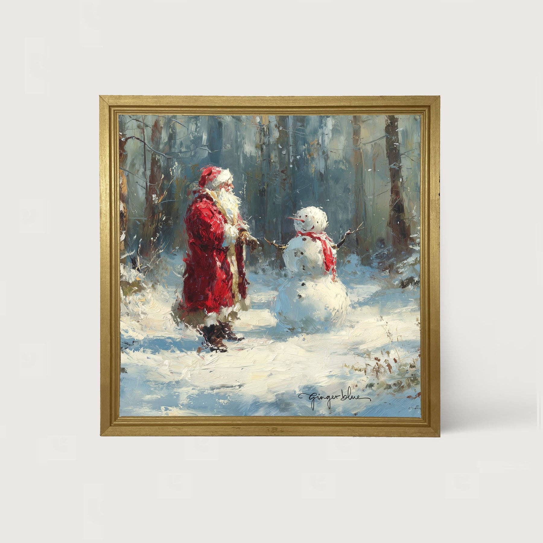 ginger blue - Wholesale Christmas Wall Art - Santa and the Snowman15