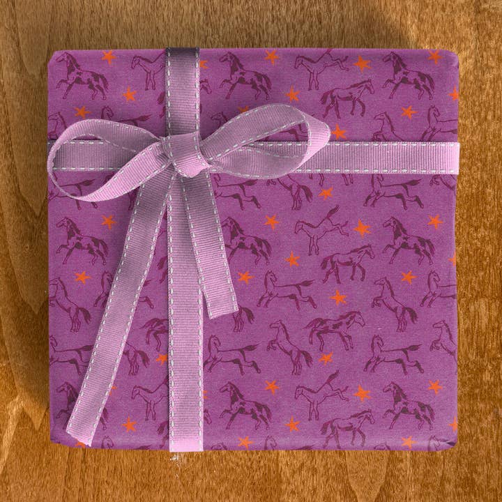 Purple Horses Gift Wrap for wholesale by Natalie Kate