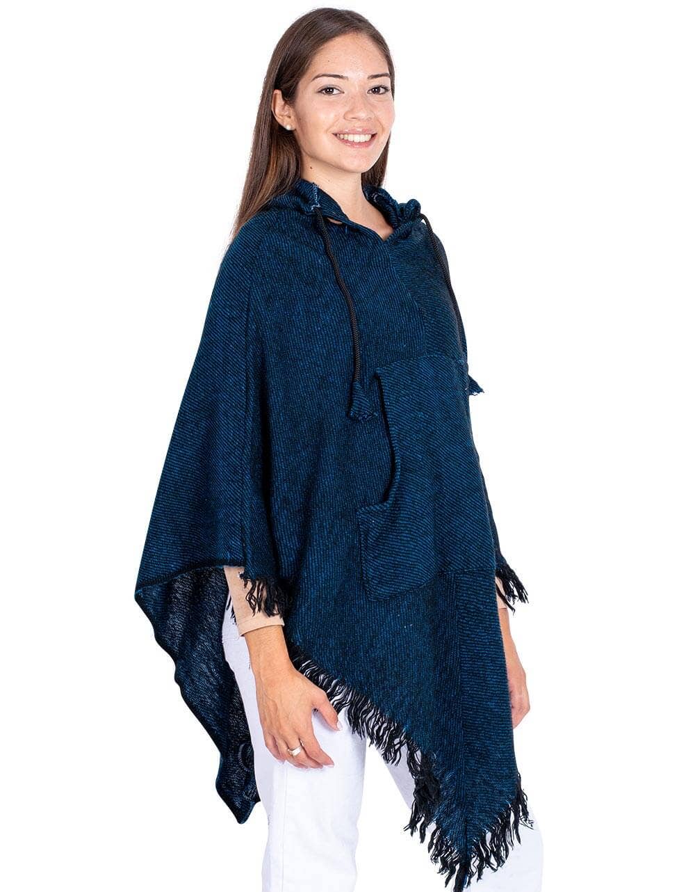Blue Women's Ponchos with Fringes for wholesale on Faire2